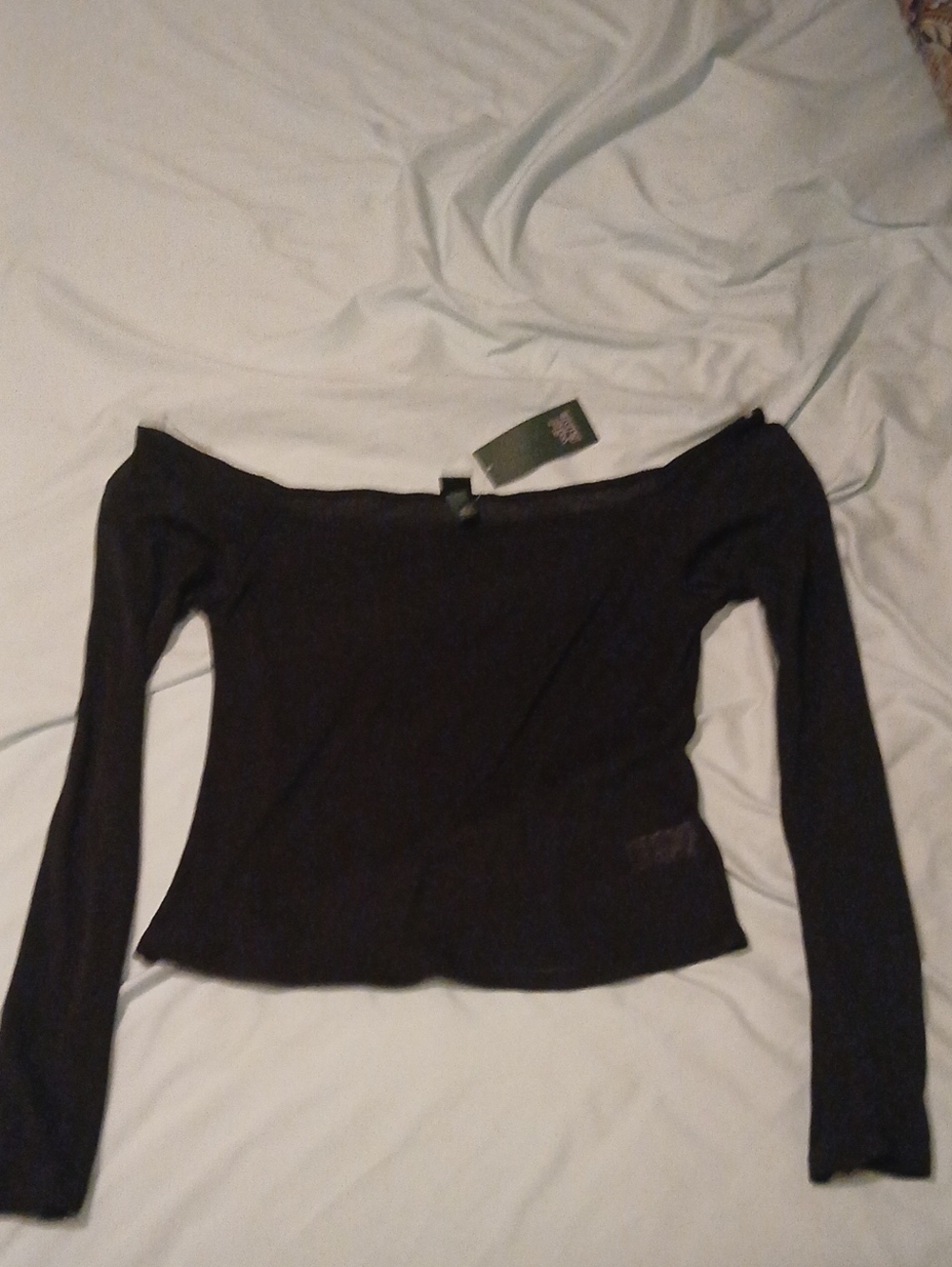 wild fable Black Off-the-Shoulder Long Sleeve Top